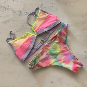 Like Ombré Bikini Top&Tie Dye Bikini Bottom
